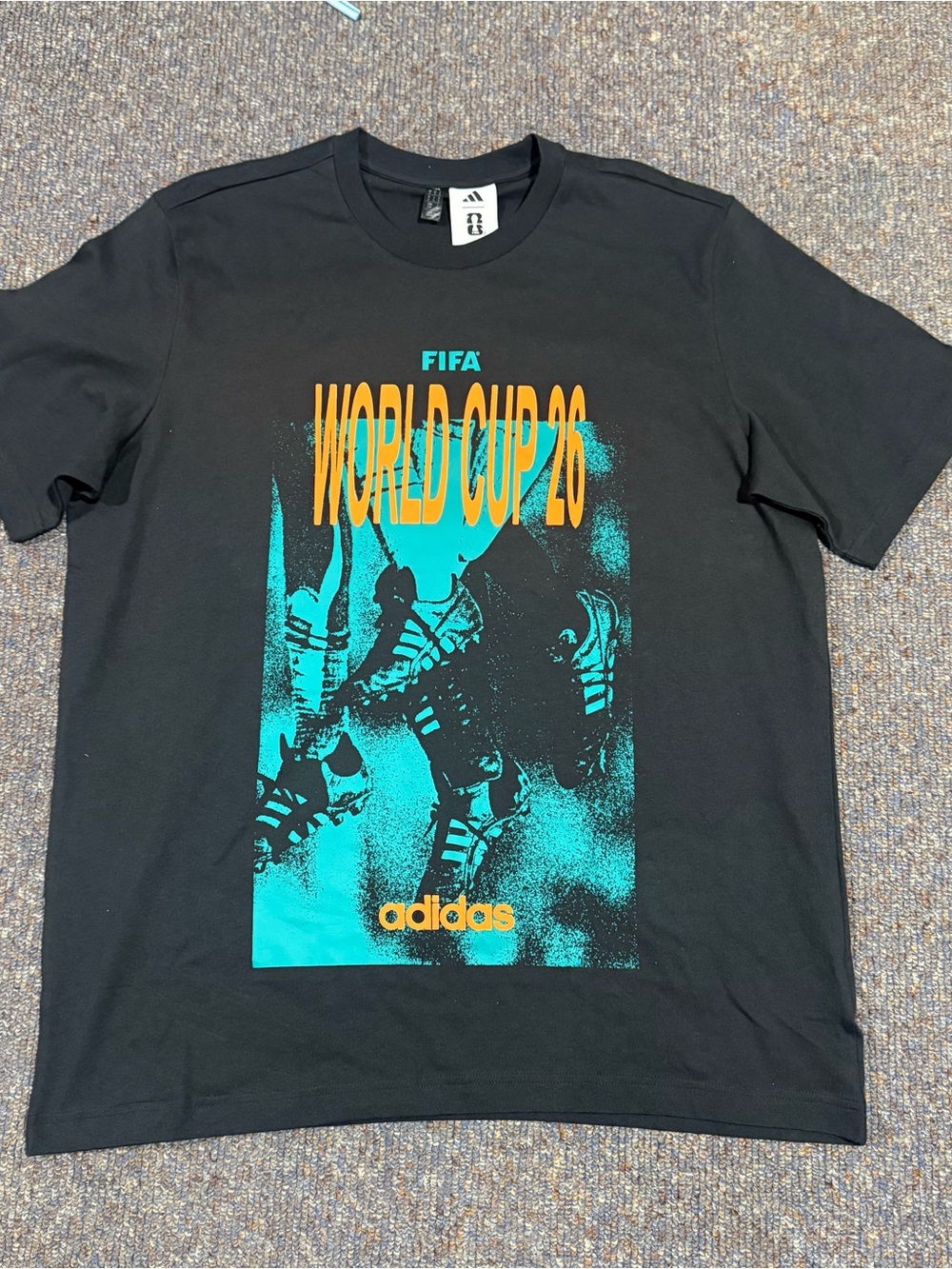 adidas Black Tee with Teal and Orange World Cup 26 Graphic